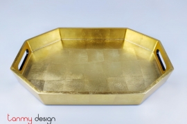 Big gold octagonal lacquer tray 23*35cm